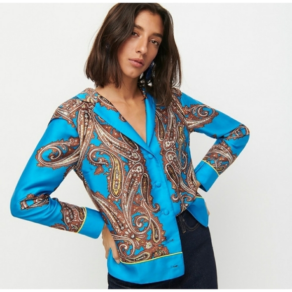 23. NWOT J.Crew Drapey button-up shirt in paisley print - Picture 1 of 8